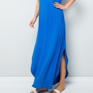 Beautiful Blue Short Sleeve Maxi Dress